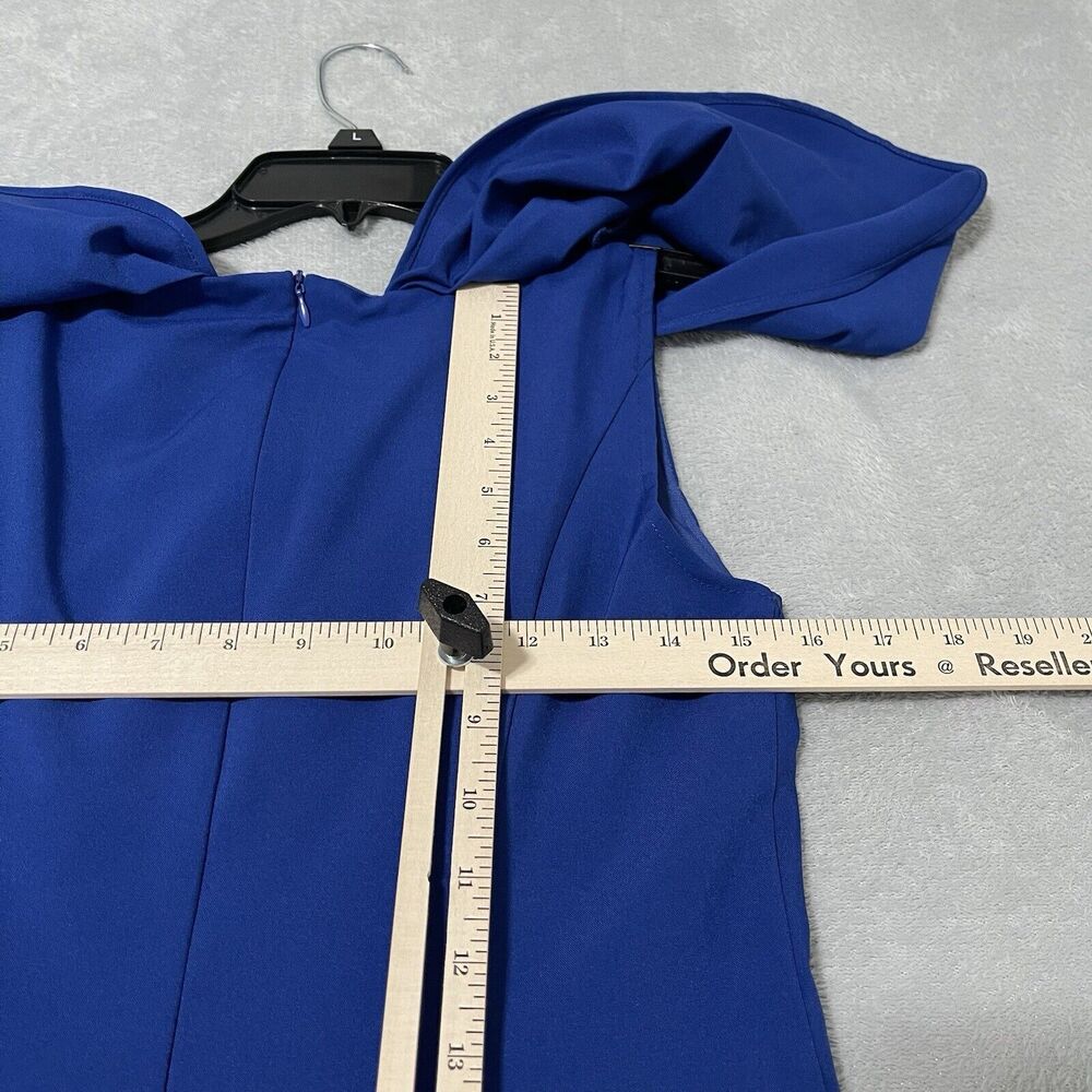 Mini Dress Womens Medium Royal Blue Flutter Gathered Sleeve Round Neck Belt - Picture 8 of 9